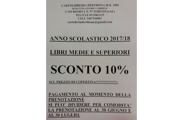 Sconto 10% su libri di testo. Sconto 10% su libri di testo.
