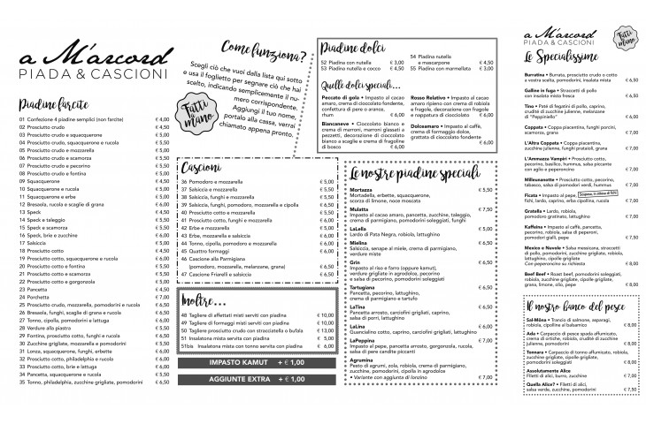 Ecco il nostro menu! Ecco il nostro menu!