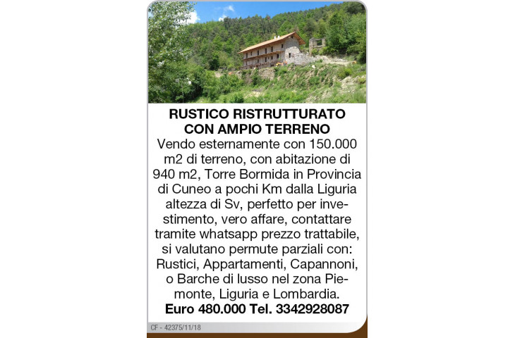 Rustico ristrutturato con ampio terreno