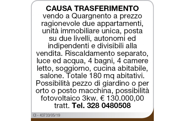 Causa trasferimento Causa trasferimento