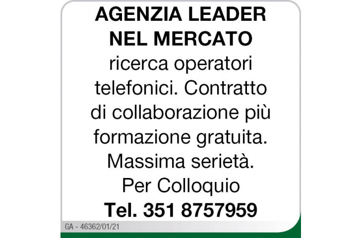 Agenzia leader nel mercato Agenzia leader nel mercato