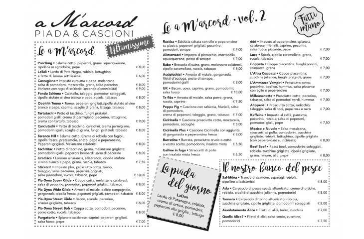 Ecco il nostro nuovo menu! Ecco il nostro nuovo menu!